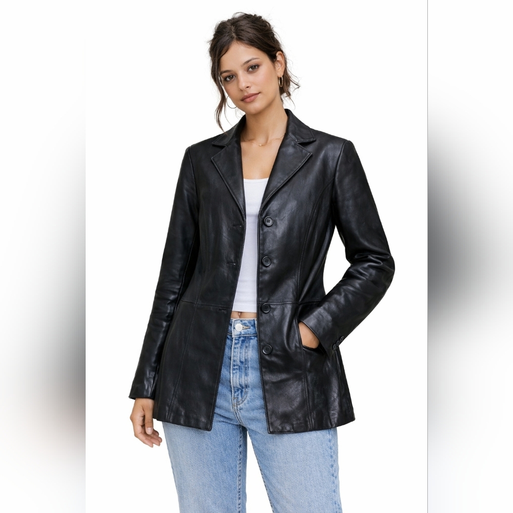 Y2K Adler black NZ Lambskin leather jacket coat L